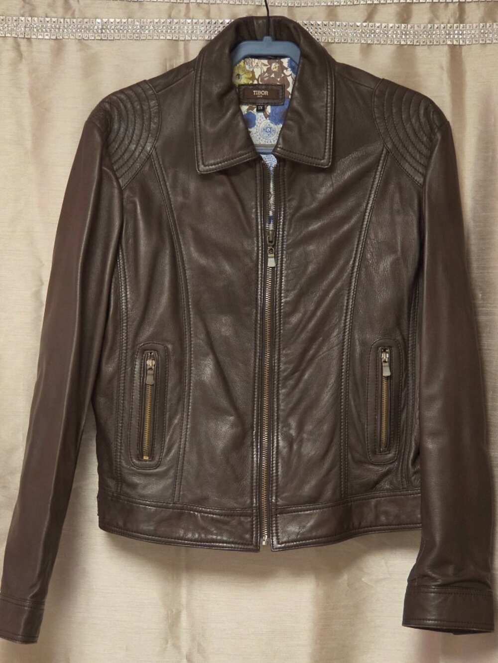 Tibor Women's Genuine Leather Brown Jacket, 1X